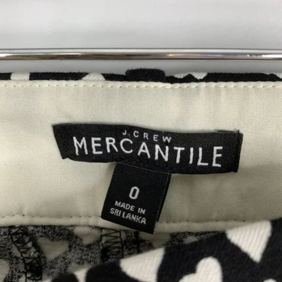 J. Crew Mercantile Womens Pant 0 Black Heart Print Winnie Crop Comfort Stretch - Picture 6 of 6